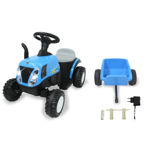 Ride-on Traktor New Holland mit Anhnger blau 6V