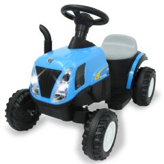 Ride-on tracteur New Holland avec remorque bleu 6V