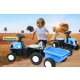 Ride-on tracteur New Holland avec remorque bleu 6V