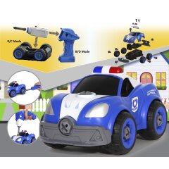 Coche de polic&iacute;a First RC Kit 22 pz. con destornillador inal&aacute;mbrico