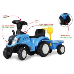 Correpasillo New Holland T7 Tractor con remolque azul 2en1