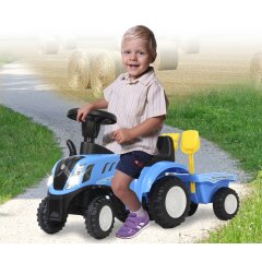 Correpasillo New Holland T7 Tractor con remolque azul 2en1