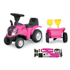 Correpasillo New Holland T7 Tractor con remolque fucsia 2en1