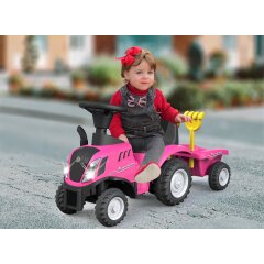 Correpasillo New Holland T7 Tractor con remolque fucsia 2en1