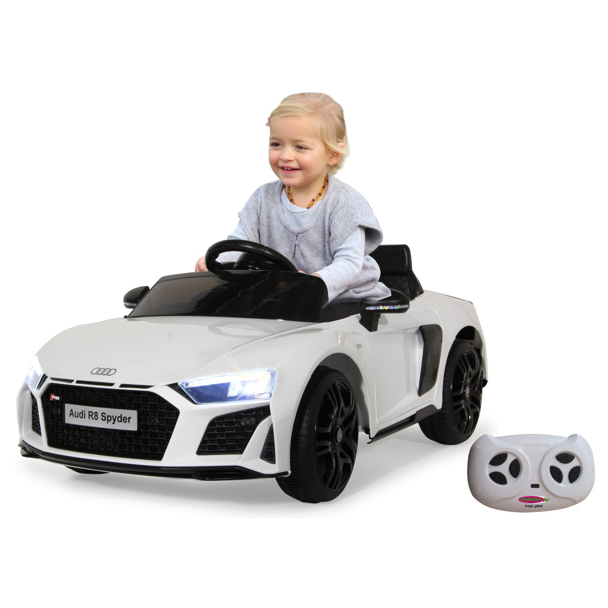 white audi ride on car