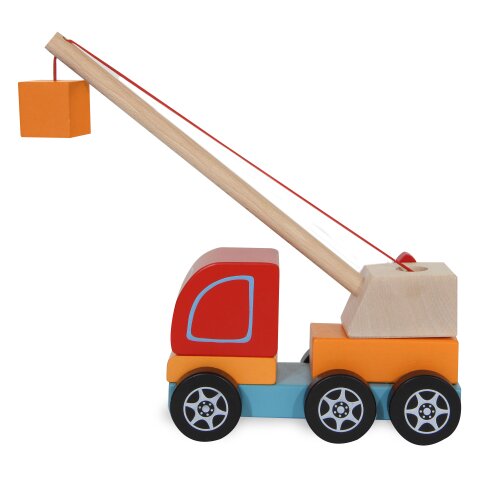 wooden toy crane truck