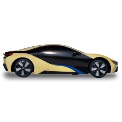 BMW I8 1:24 blanco/amarillo 2,4GHz Serie fotocrom&aacute;tica UV