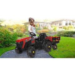 Ride-on Tracteur Super Load ac Remorque rouge 12V