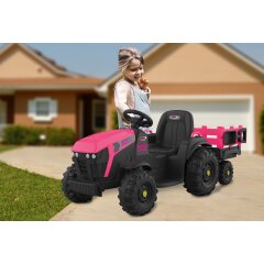 Ride-on Tractor Super Load con remolque fucsia 12V