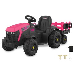 Ride-on Tractor Super Load con remolque fucsia 12V