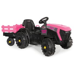 Ride-on Tractor Super Load con remolque fucsia 12V