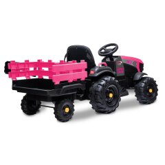 Ride-on Tractor Super Load con remolque fucsia 12V