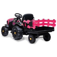 Ride-on Tractor Super Load con remolque fucsia 12V