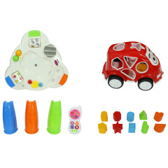 Play table with shaped car and cell phone