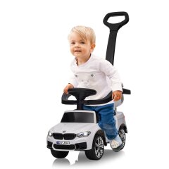 Cavalcabile BMW M5 bianco 2in1 con barra di spinta