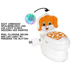 Mi peque&ntilde;o WC para bebes vers. Perro con sonido de descarga y soporte de papel higi&eacute;nico