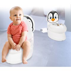 Meine kleine Toilette Pinguin mit Sp&uuml;lsound und Toilettenpapierhalter