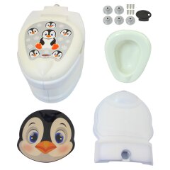 Mi peque&ntilde;o WC para bebes vers. Ping&uuml;ino con sonido de descarga y soporte de papel higi&eacute;nico