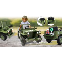 Ride-on Jeep Willys MB Army green 12V