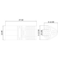 Hochstromstecker/Buchse MT60 3-polig vergoldet Grip mit Isolierkappe 1 Paar