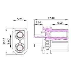 Clavija/Enchufe de alta corriente XT30 Gripo dorado 1 par