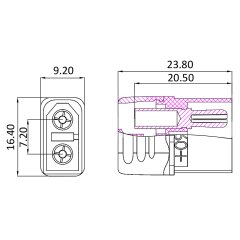 Panel jack/plug XT60 gold plated Grip w. Closure. and insulating cap 1 pair