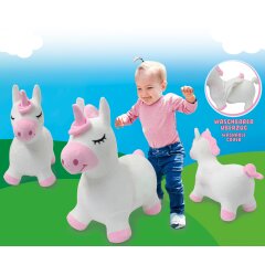 Animal rebondissant Licorne avec housse en peluche et pompe