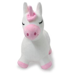 Animale salterino Unicorno con fodera in peluche e pompa