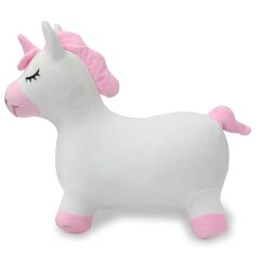 Animale salterino Unicorno con fodera in peluche e pompa