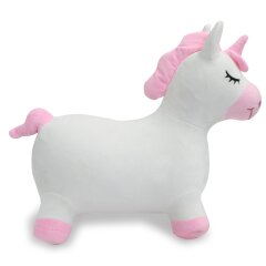 Animale salterino Unicorno con fodera in peluche e pompa