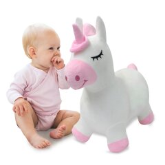 Bouncing animal Unicorn HoppyDoo with plush cover and pump