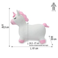 Bouncing animal Unicorn HoppyDoo with plush cover and pump