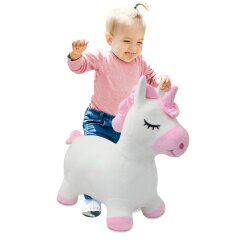 Bouncing animal Unicorn HoppyDoo with plush cover and pump