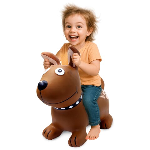 Animale salterino Dog Brown HoppyDoo con pompa