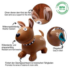 Animale salterino Dog Brown HoppyDoo con pompa