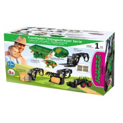 Cargador frontal con horquilla 1:24S incl. 4 Fardos de heno