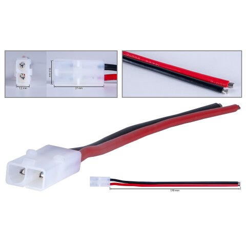 Tamiya kompatibler Stecker mit 14AWG 2,5mm²  Silikonkabel 17 cm