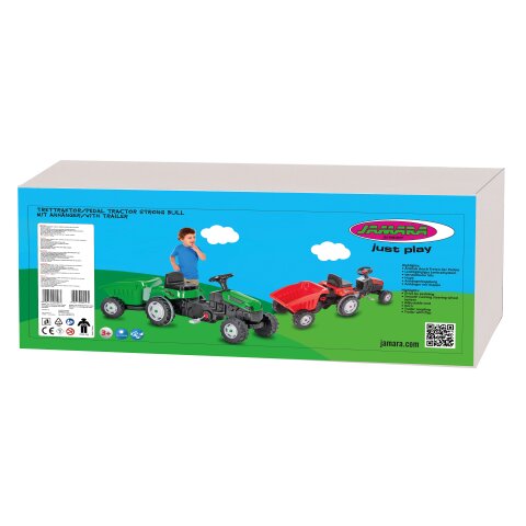 Trettraktor mit Hnger Strong Bull grn