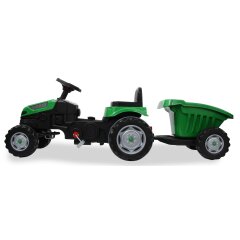 Tractor a pedales con remolque Strong Bull verde