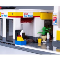 CaDA Set C66026W Shell Station-service avec boutique et lavage de voitures Bricks