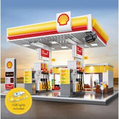 CaDA Set C66026W Shell Station-service avec boutique et lavage de voitures Bricks