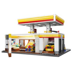 CaDA Set C66026W Shell Station-service avec boutique et lavage de voitures Bricks