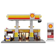 CaDA Set C66026W Shell Station-service avec boutique et lavage de voitures Bricks