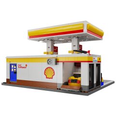 CaDA Set C66026W Shell Station-service avec boutique et lavage de voitures Bricks