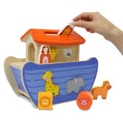 Wooden Toys Kidiwood Shape sorter Noahs ark 13 parts