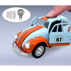 Volkwagen Classical Beetle 1967 Diecast 1:28 blu chiaro incl. Pile a bottone