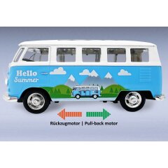 Volkswagen T1 Diecast 1:30 blu incl. Pile a bottone