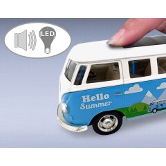 Volkswagen T1 Diecast 1:30 blu incl. Pile a bottone