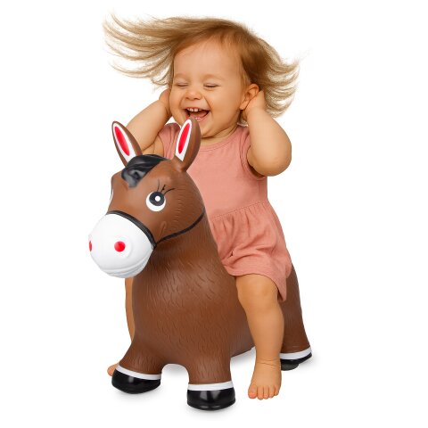 Animal saltarín Caballo HoppyDoo marrón con bomba