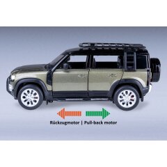 Land Rover Defender 110 Diecast 1:32 verde incl. Pile a bottone
